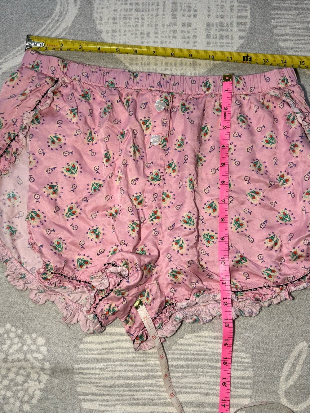 Love Shack Fancy x Morgan Lane Pink Floral Pajama Shorts Only Size Large - Picture 7 of 7